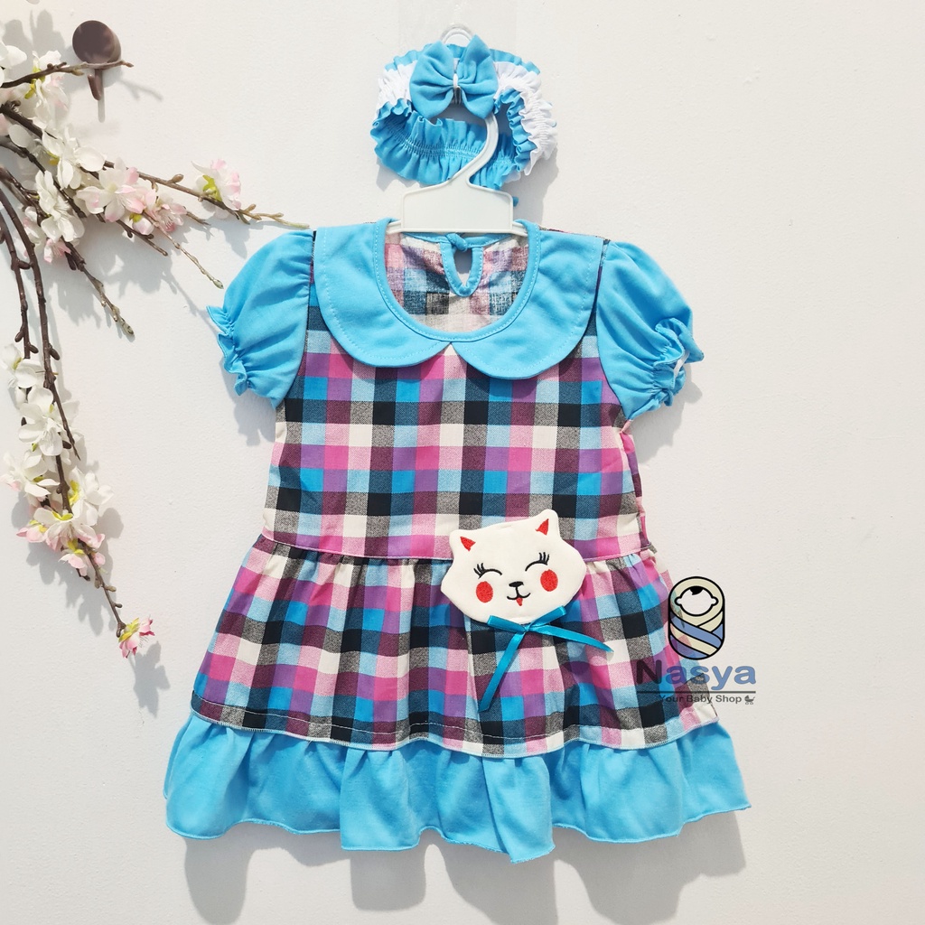 [P-053] Dress Bayi Lucu dengan bandana (0-6 bulan)