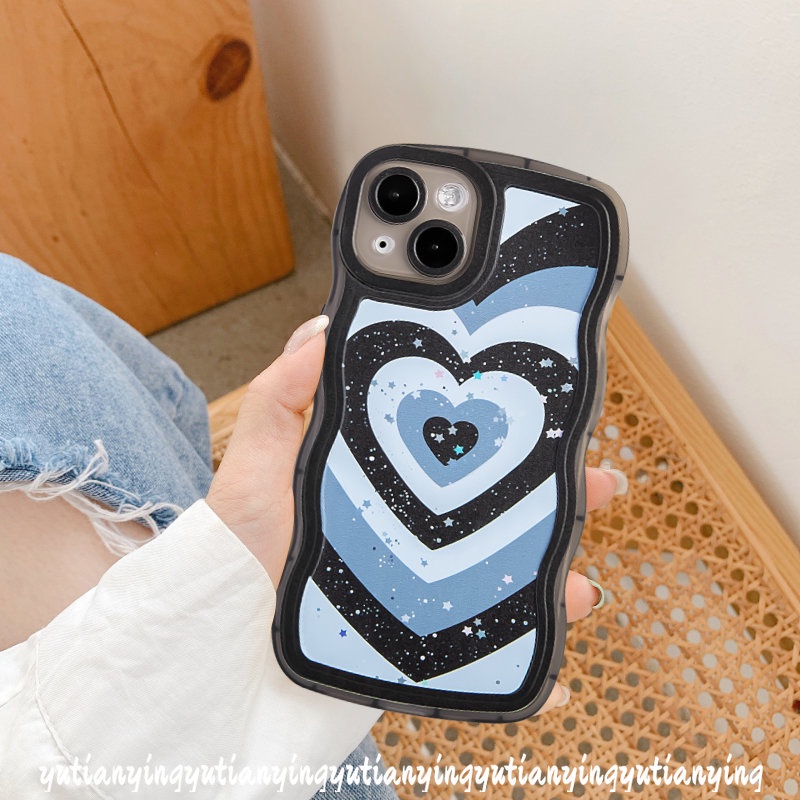 Fashion Case Untuk Samsung A12 A52 A23 A50s A32 A04 A52s A33 A20 A51 A03 A22 A11 A04s A13 A50 A03s A53 A21s A04E A02s A30s A31 Gradasi Love Hati Bling Bintang Bergelombang Pinggir Soft Cover