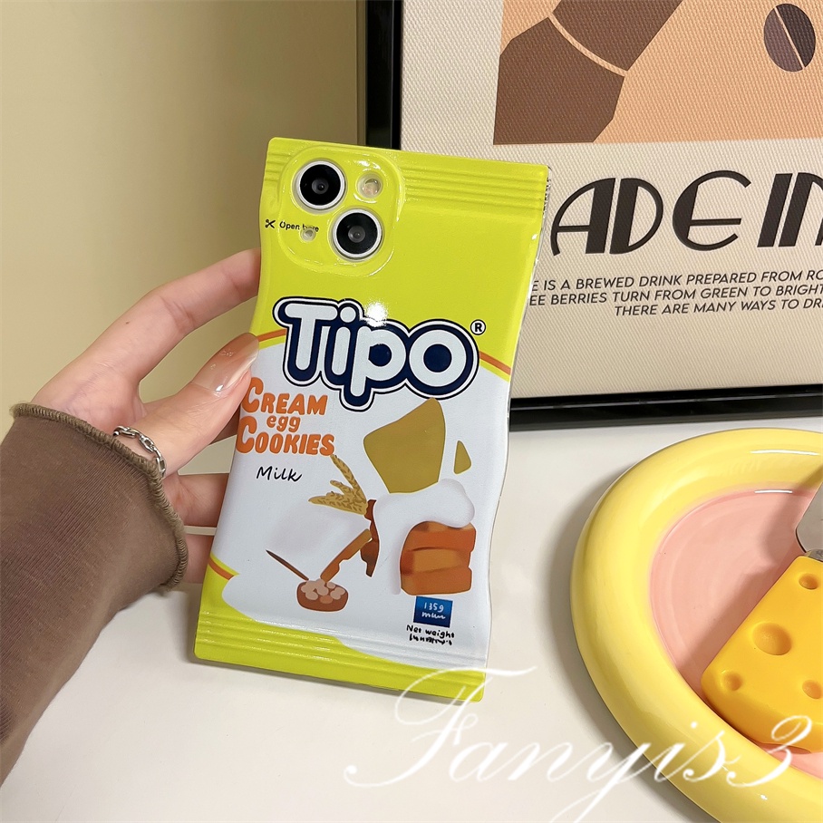 Compatible For iPhone 14 13 12 11 Pro Max X XR Xs Max 8 7 Plus SE 2020 Kompatibel Untuk Milk Cream Cookies Candy Bag Phone Case TPU Soft Cover Pelindung