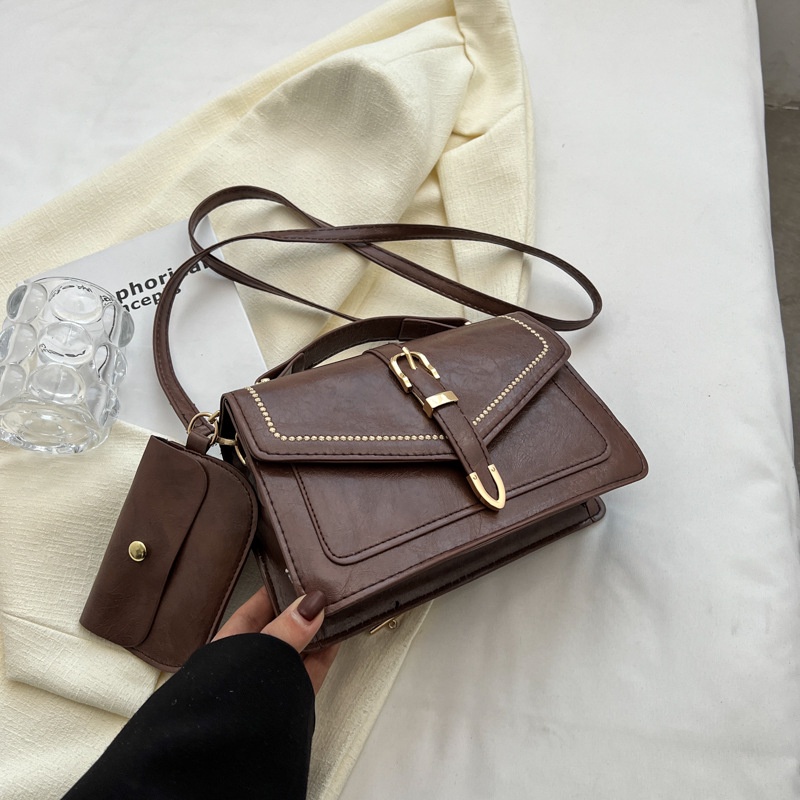 Tas Wanita Vintage Tas Selempang Wanita Sling Bag Import Gaya Retro Tas Kulit Sintesis