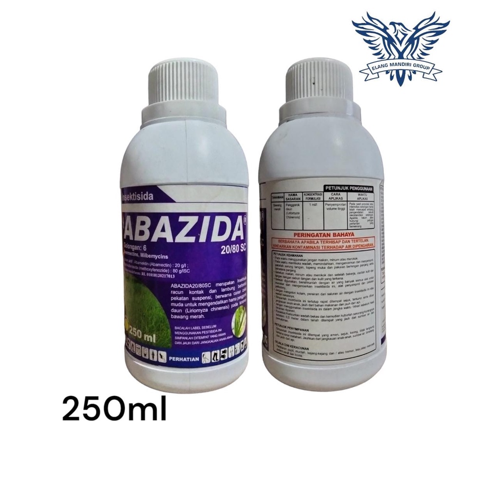 Insektisida ABAZIDA 250ml 20/80 SC Basmi Hama Penggerek Daun Bahan Aktif Abamectin 20g/l Methoxyfenozide 80 g/lSC Abacel Demolish Stadium Tenone