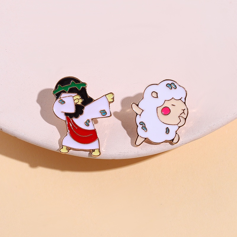 Gadis Yang Indah Domba Enamel Bros Kartun Hewan Custom Kreatif Lencana Kerah Logam Ransel Aksesoris Hadiah Teman Perhiasan