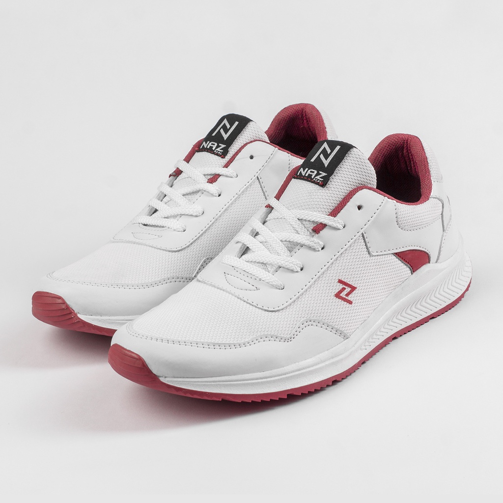 AINSLEY RED WHITE |ManNeedMe x NAZ| Sepatu Sneakers Pria Casual / Sepatu Running ORIGINAL