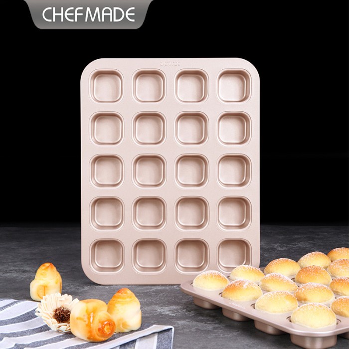 chefmade 20 cups mini square cake mold WK9927/ loyang kue mini cupcake/ loyangan kue / cetakan anti lengket