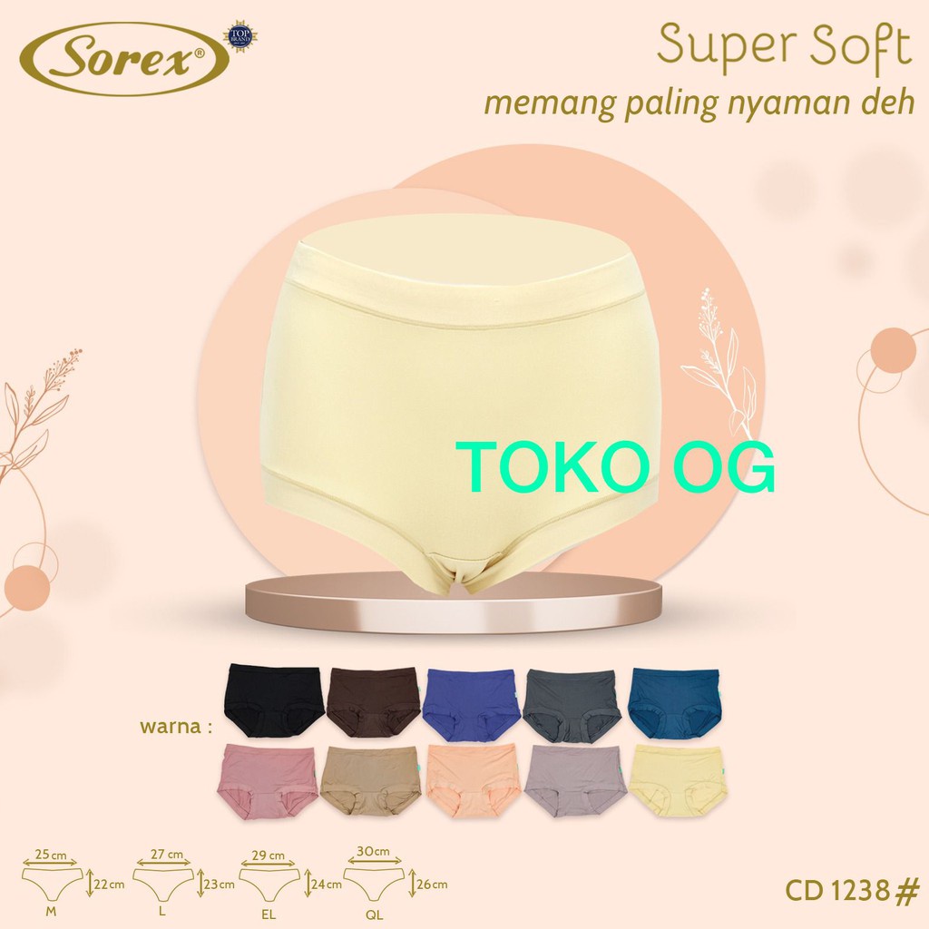 CD Wanita Sorex 1238 super soft karet besar / cd basic M L EL QL TOKO KEANULOVA