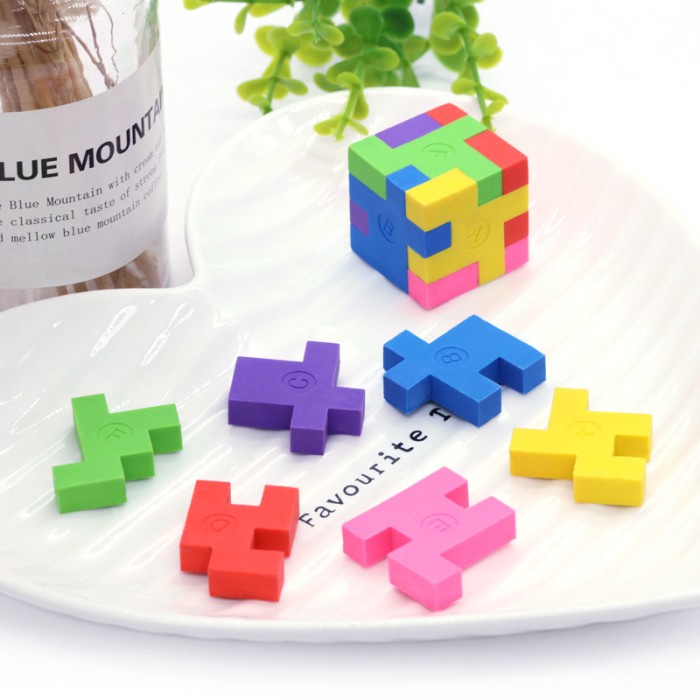 

Penghapus Pensil Karet Unik / Lucu Berbentuk Puzzle Kubus 3D
