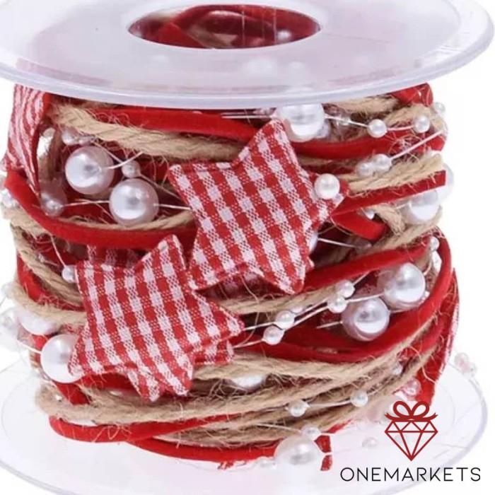 

1 Roll Pita Manik Bintang Natal - Ribbon Beads Christmas Star Ps103
