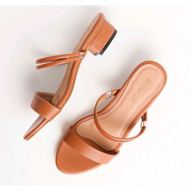 Sandal BIG SIZE Wanita 41-42-43-44-45 Sendal Tali Hak 3cm Kulit Size JUMBO Warna Hitam Tan Krem Original OVERSIZE