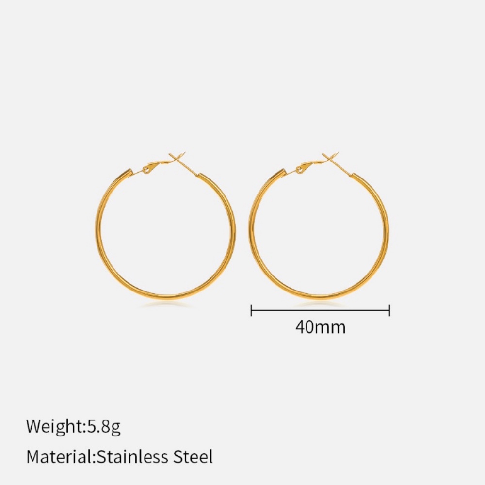 2pcs Anting Hoop Loop Lapis Emas 18K Stainless Hypoallergenic Tidak Luntur Untuk Wanita Hadiah Pernikahan Hypoallergia