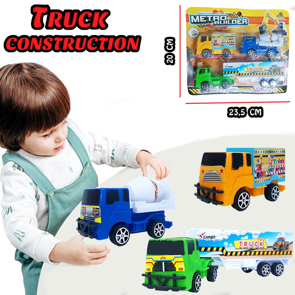 Mainan Anak Truck Contrucstion / Mainan Truck Metro Builder 3PC 6335