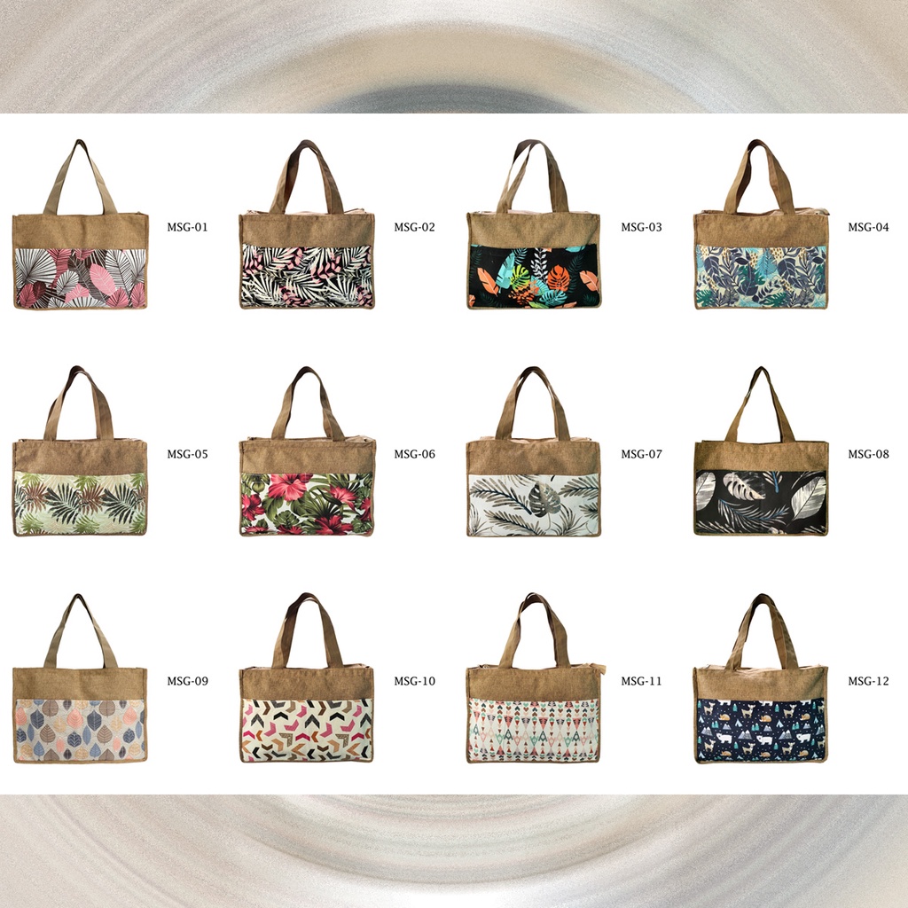 Totebag Goni Halus Kantong Kanvas Tote Bag Bisa Jadi Tas Laptop 40x28x10cm Motif MSG-09