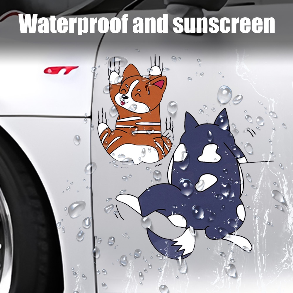 Lucu PVC Stiker Pribadi Aksesoris Dekorasi Mobil Perekat Diri Kartun Anjing Peliharaan Dinding Mendaki Stiker Mobil Tahan Air Kreatif DIY Dekorasi Tubuh Decal