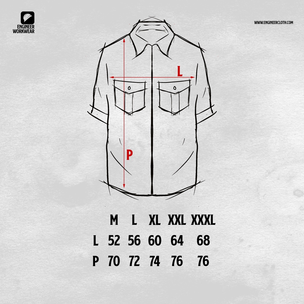 TUNNER WORKSHIRT KEMEJA KERJA LENGAN PENDEK UNISEX BY ENGINEER WORKWEAR