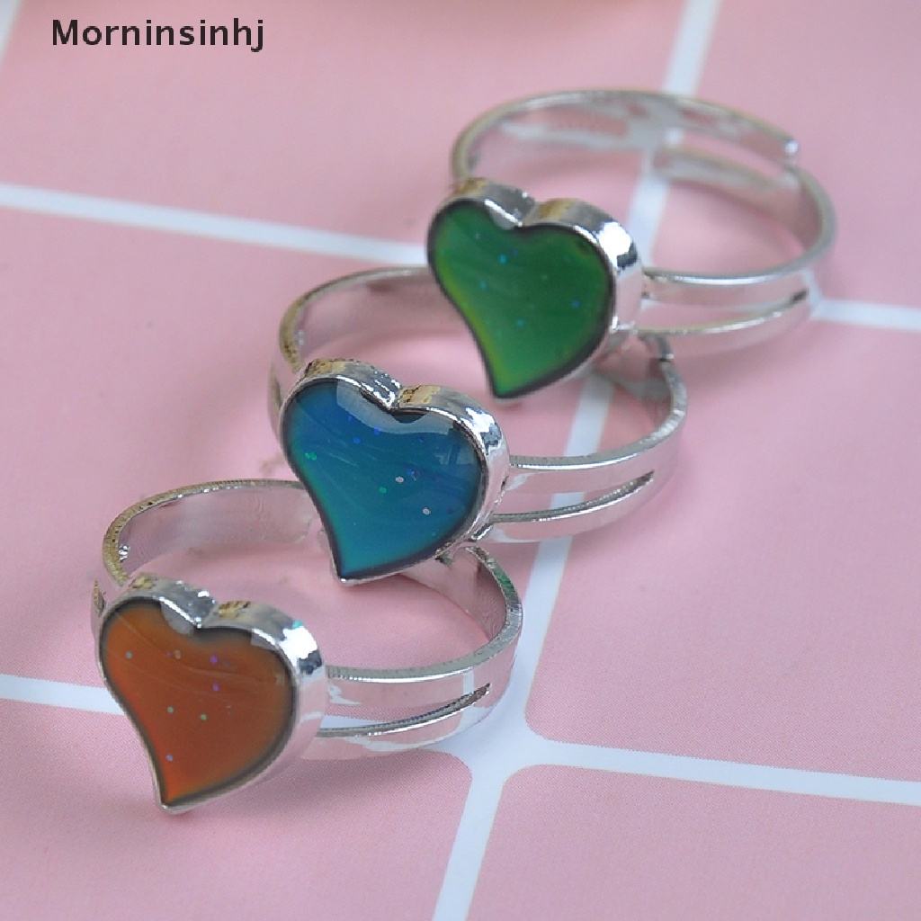 Mornin Mood ring band Berubah Warna by temperature ajustable heart  Id