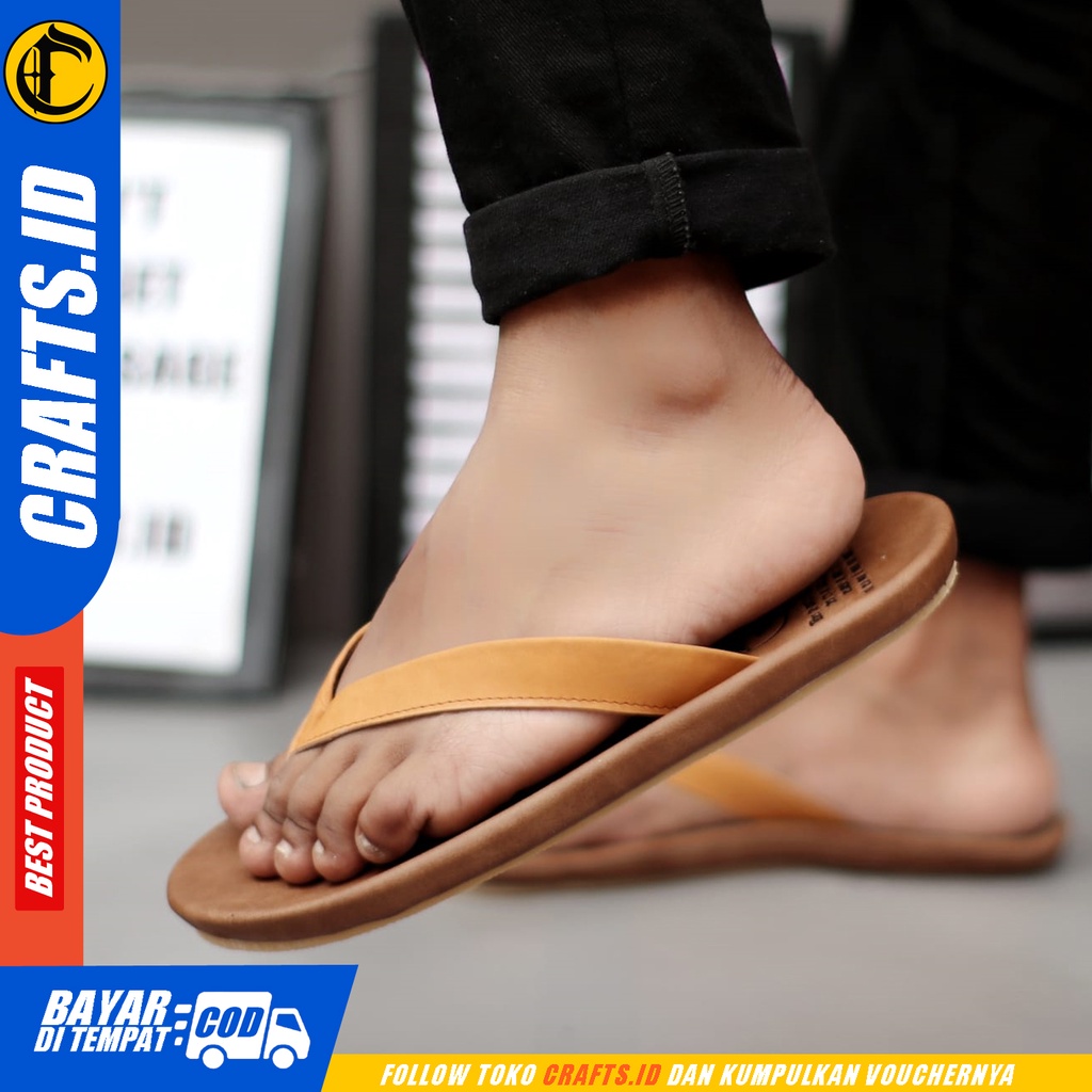 Sandal Jepit Pria Kulit Asli Crafts Walet