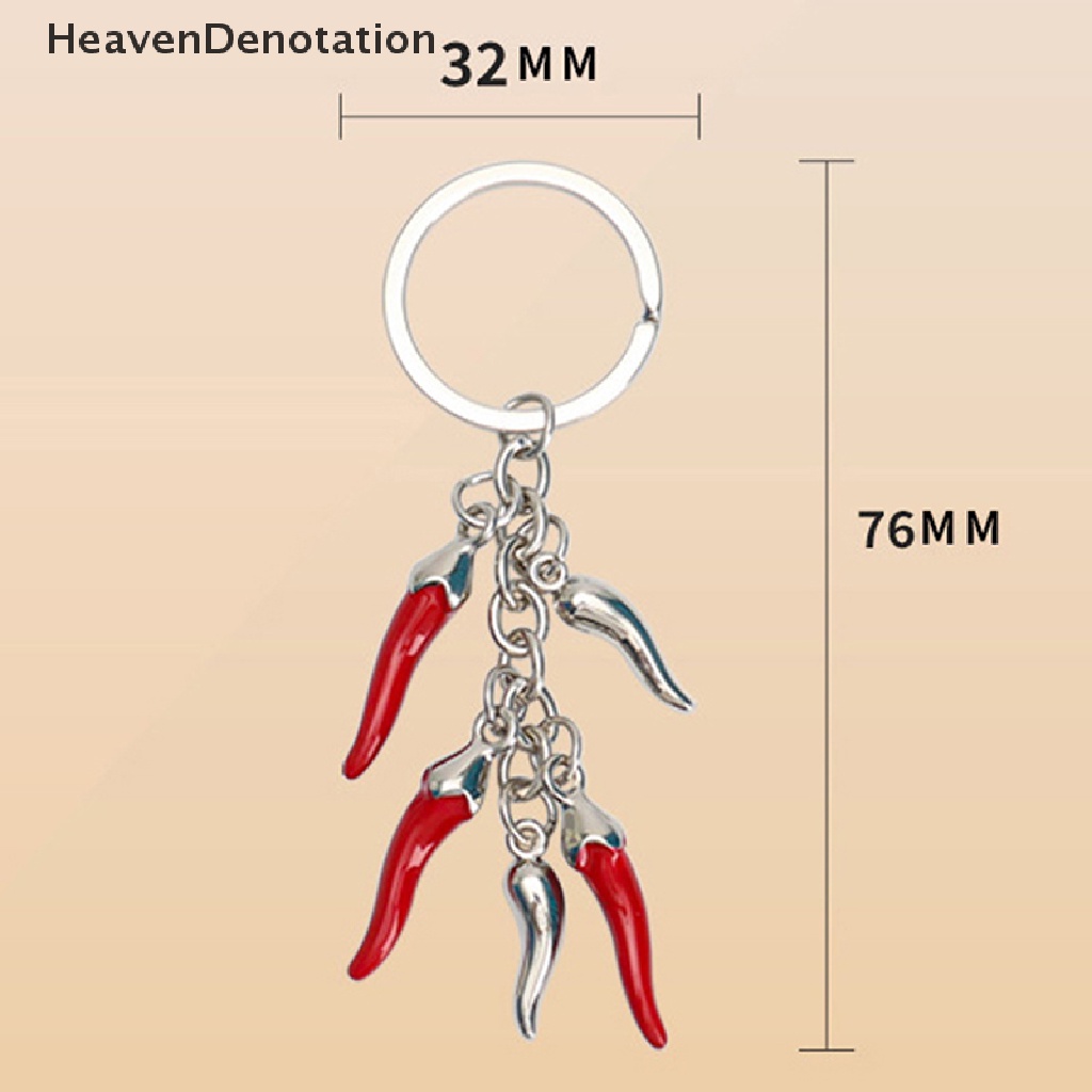 [HeavenDenotation] Kreatif Logam Merah Merica Gantungan Kunci Mini Merica Liontin Aksesoris Paduan Kunci Gantungan Tas Headphone Set Aksesori Mobil Keyring HDV