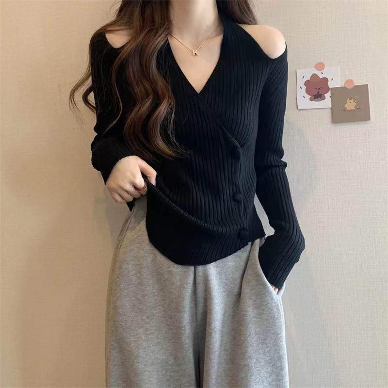 【Elegant】Long Sleeve Knit Sweater Knit Top 7539