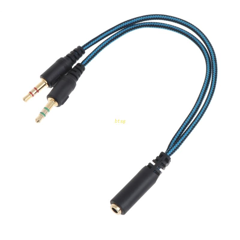 Btsg Headphone Splitter Untuk Komputer 3.5mm Female to 2kabel Kepang Dual 3.5mm Male