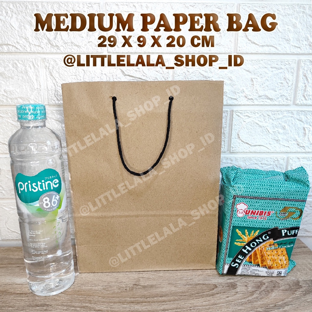 

Paper Bag Medium Coklat Polos Besar 29x9x20cm Paperbag Kado Souvenir Packing Gift Bags Paper Bag Kertas