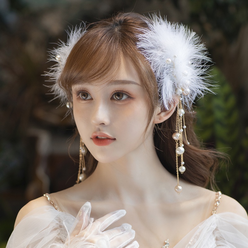 2 Pcs/Set Bulu Mutiara Rumbai Jepit Rambut Fashion Manis Pesta Pernikahan Hair Clip Gadis Aksesoris Rambut
