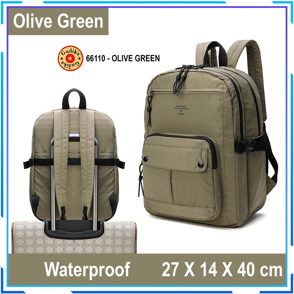 Ransel Gudika 66110 - Tas Ransel Trendy Wanita Pria Korea Multiguna Muat Laptop 14 inch Bahan Baru Nilon Kedap Air Import Original - Backpack Ootd Terbaru