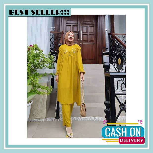 Stelan Celan Atasan Fromal Simple / Blouse Pants Set Cewek Kekinian / Set Celana Baju / Set Hijab Te
