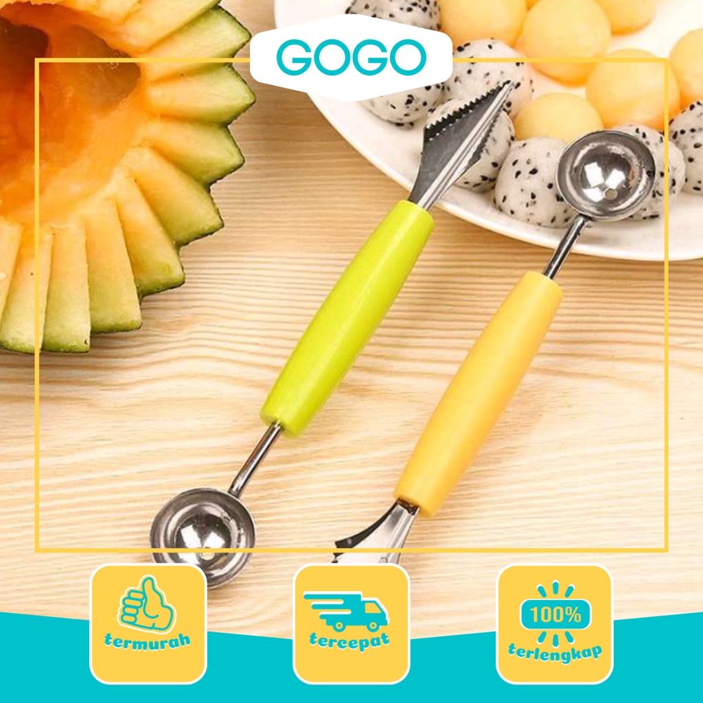 【GOGOMART】Pisau Ukir Hias Buah 2 in 1 Stainless Steel / Pisau Buah