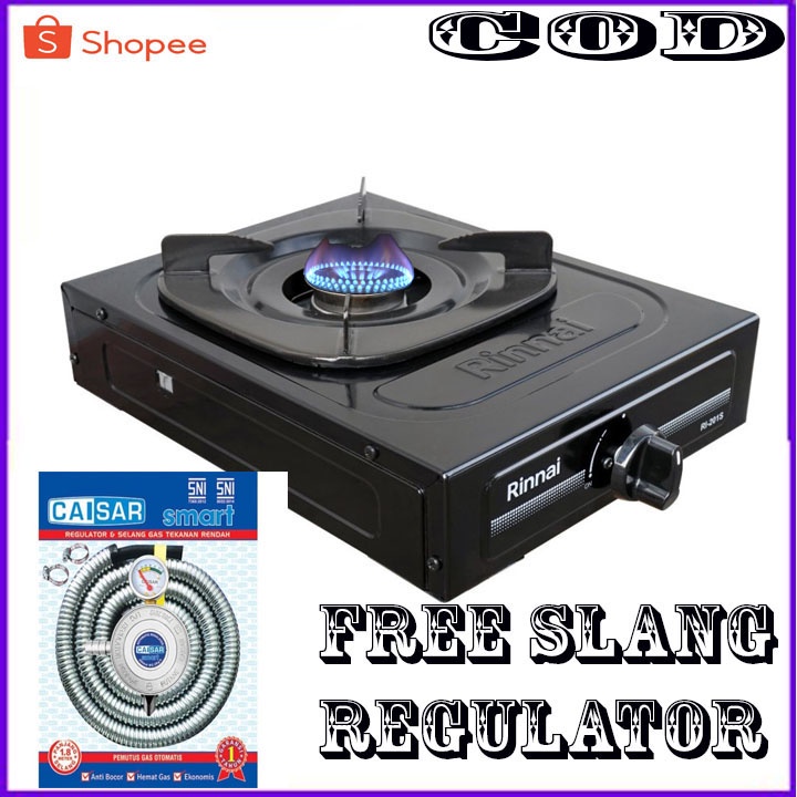 PAKET Rinnai RI-201S Kompor Gas 1 Tungku Rinnai RI 201 S FREE SELANG REGULATOR PAKET ORI