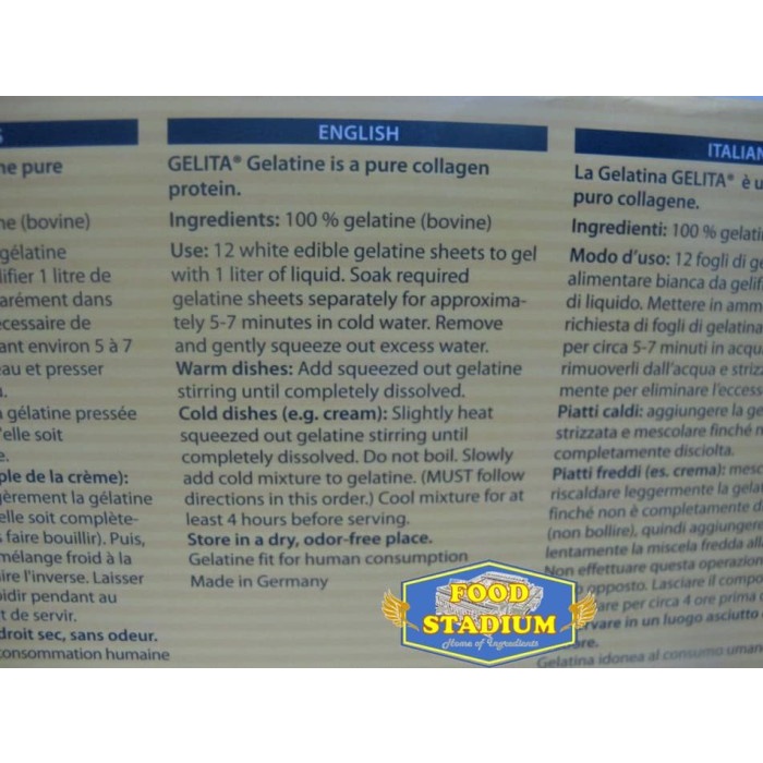 

GELATIN SHEET HALAL BY GELITA, 100 GR / 30 LEMBAR