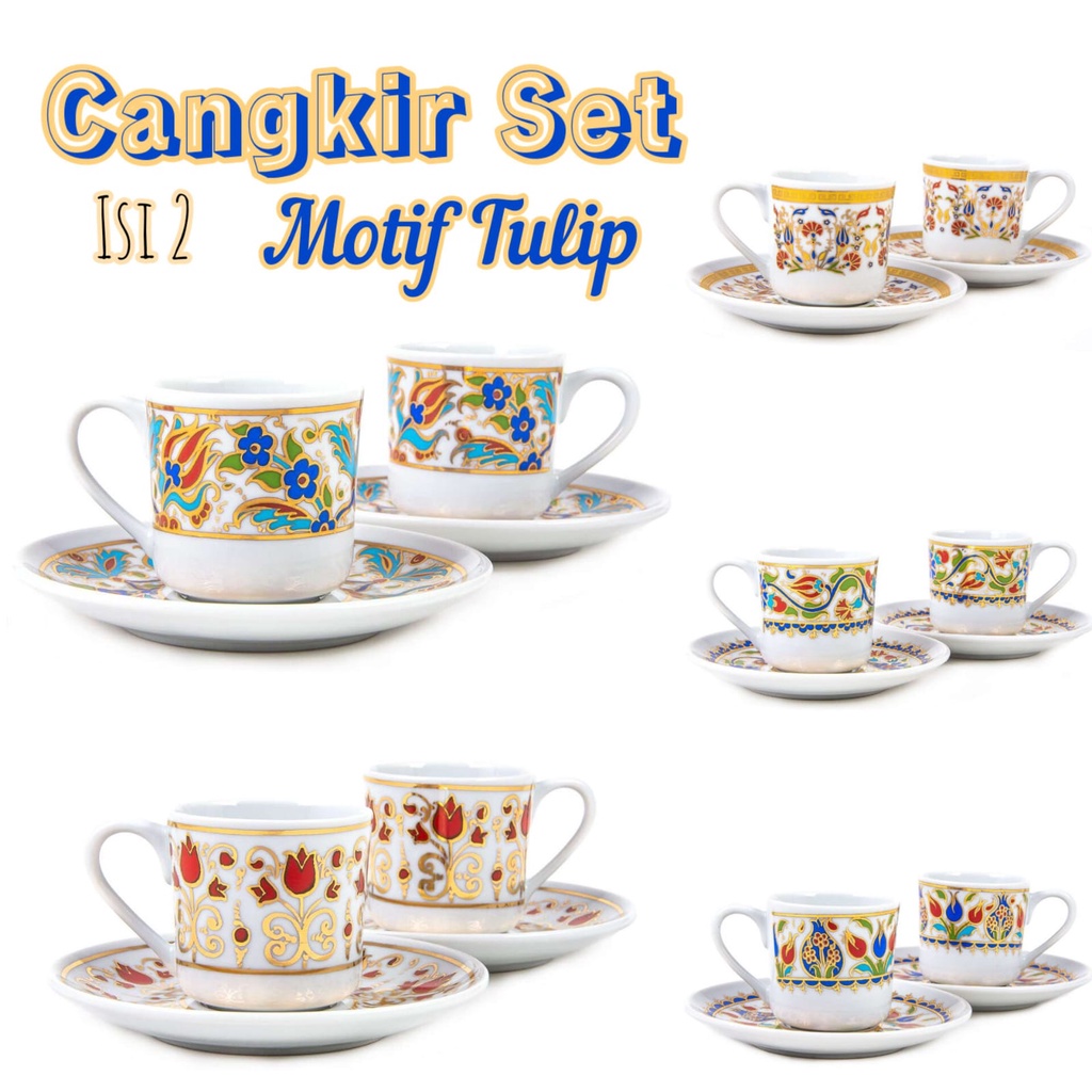 CANGKIR SET ISI 2 MOTIF TULIP | CANGKIR SET ISI 6 | CANGKIR SET TURKI | SOUVENIR TURKI
