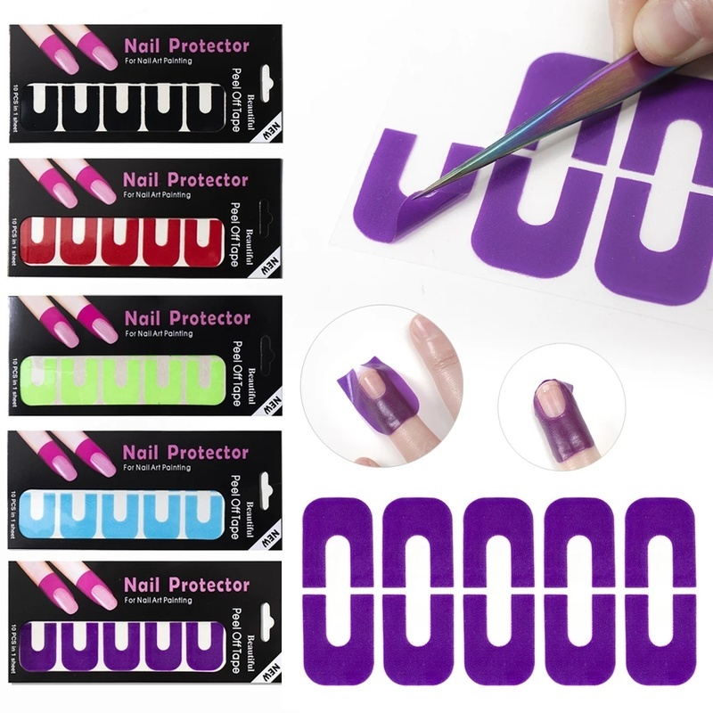 Finger Cover Plastik Nail Art Lukisan Peel Off U-shaped Finger Cover Kutek Sekali Pakai Anti Tumpah Manicure Protector Sticker