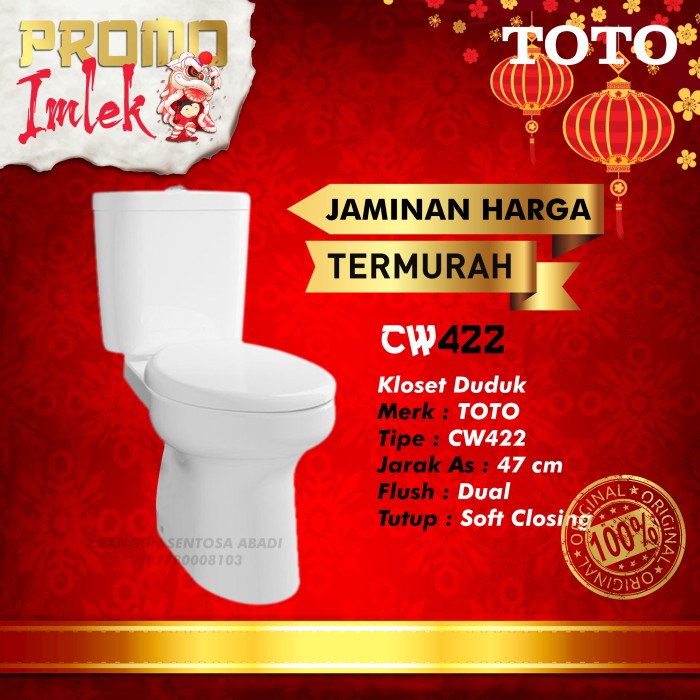 Terlaris Kloset Duduk Toto Cw 422 J/ Sw422Jp Ori Murah Dual Flush / Kloset Toto