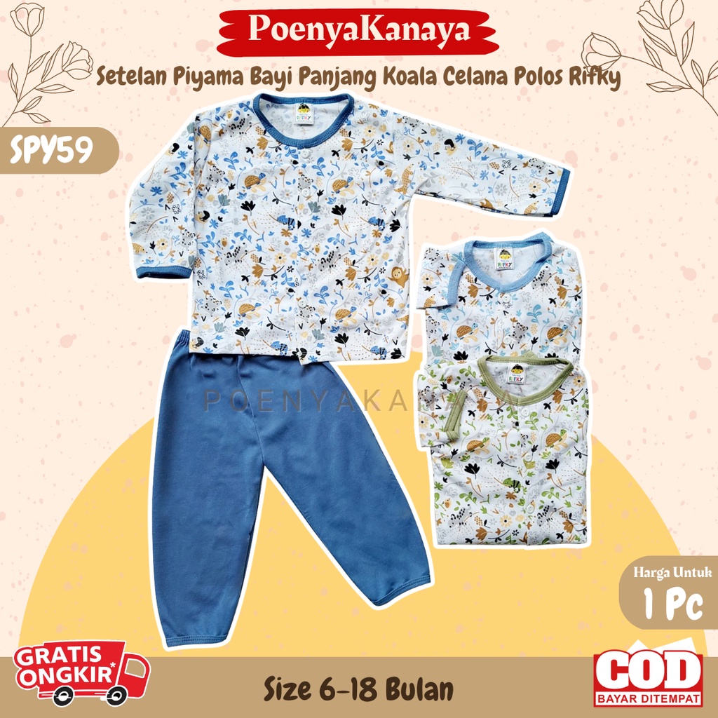 Setelan Baju Bayi Piyama Bayi Panjang Perempuan Celana Polos KOALA RIFKY 6-18 bln SPY59