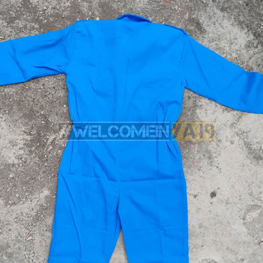 Wearpack / Baju Mekanik / Jumpsuit Overall Pria / Baju Praktek / Baju Bengkel Biru