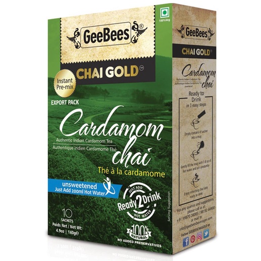 

GEEBEES CHAI GOLD CARDAMOM CHAI 140g (10pcs) UNSWEETENED/Teh India