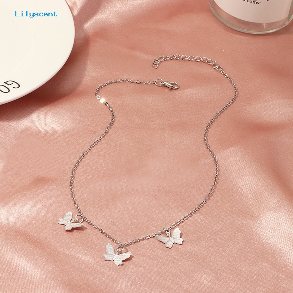 [LS] Fashion Lady Single Layer Butterfly Pendant Kalung Rantai Klavikula Perhiasan Hadiah