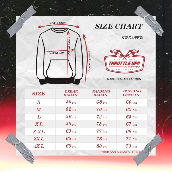 crew neck Sweater MERAH  - THROTTLE UP!! ORIGINAL