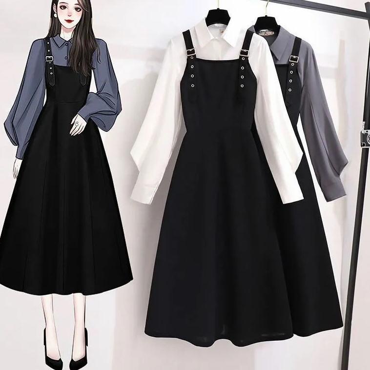 Best Product Kemeja   yang menutupi setelan pelangsing perut, gaun tali, setelan wanita，dress kodok 