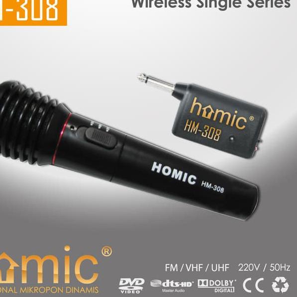 ✧ HOMIC HM-308 MIC KAROKE 2 FUNGSI BISA TANPA KABEL DAN DENGAN KABEL / MIC WIRELESS ☂