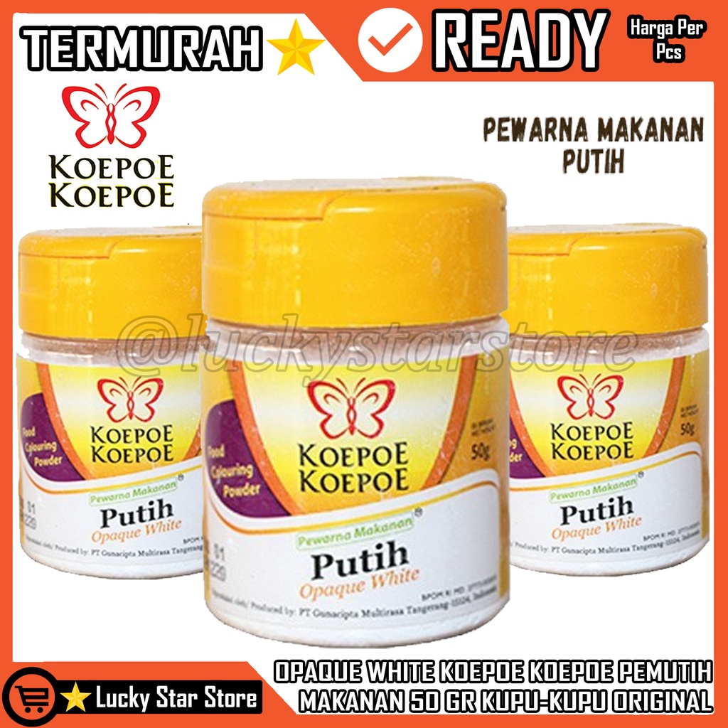 

PEWARNA MAKANAN KOEPOE KUPU PUTIH OPAQUE WHITE 50 GRAM KOEPOE PEWARNA PUTIH BUBUK OPAQUE WHITE POWDER 50GR PEMUTIH PEWARAN MAKANAN PUTIH OPAQUE WHITE KOEPOE KOEPOE BAHAN BAKING POWDER KUE