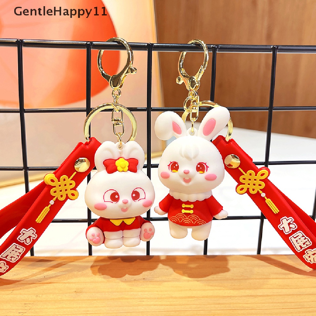 Gentlehappy Kepribadian Kartun Kelinci Gantungan Kunci Selamat Tahun Baru Maskot Beruntung Kelinci Boneka Keychain Tas Mobil Liontin Gantung Aksesoris id