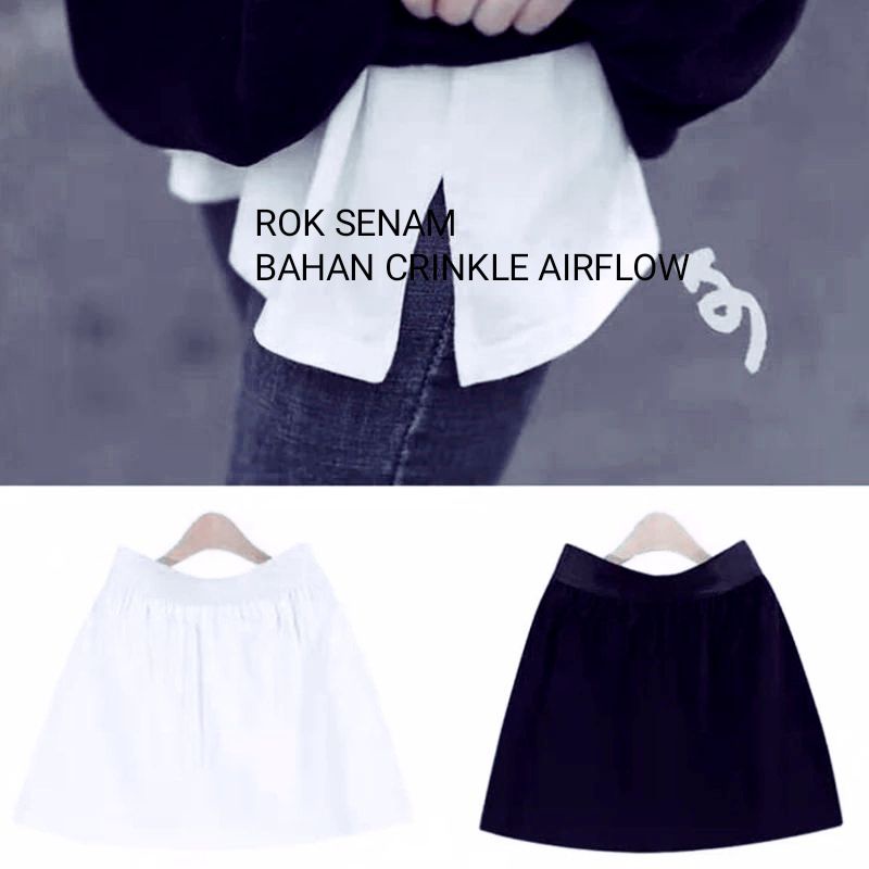 Rok Senam Crinkle Airflow Layering Sambungan Kaos Simple Terbaru