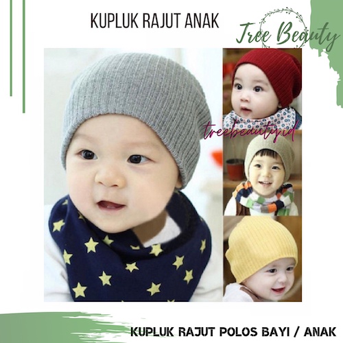 Topi Kupluk Rajut Polos / topi bayi rajut polos / kupluk bayi bisa 0-3 tahun