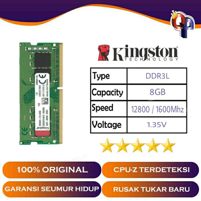 Ram Kingston Sodimm Ddr3L 8Gb 1600Mhz
