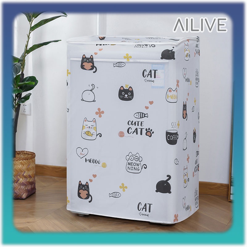 AILIVE Sarung Cover Mesin Cuci 1 Tabung Top Loading Premium PEVA Buka Pintu Tutup Atas. Motif terbaru Sarung Mesin Cuci Jumbo Extra Large