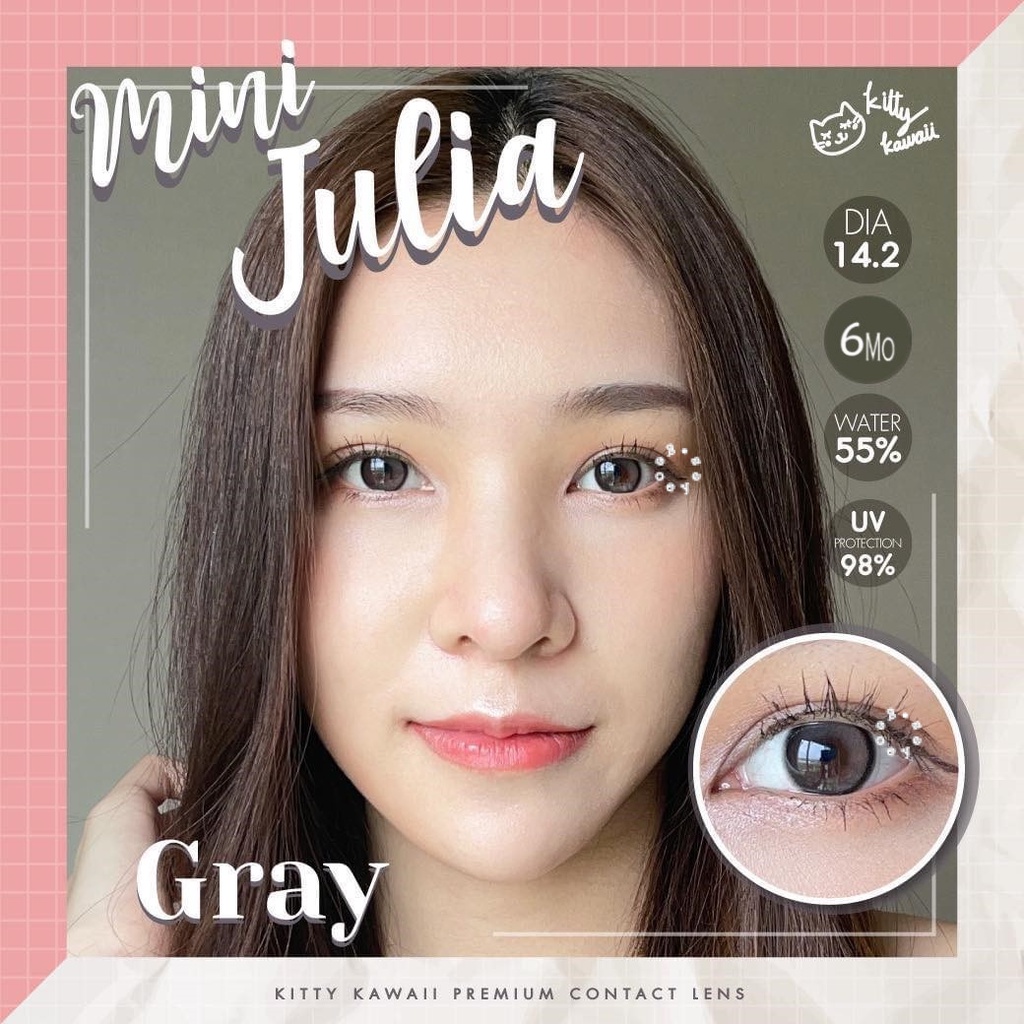 Softlens Kitty Kawaii Mini Julia - Gray dan Brown Bisa Minus