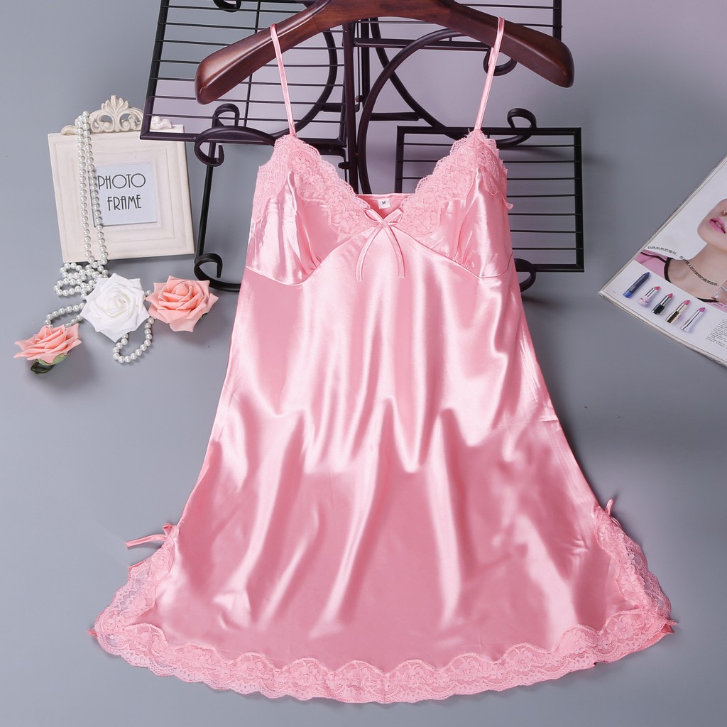 Lingerie Set Sexy baju tidur Tanpa Lengan original impor lace pakaian dalam wanita sexy lingerie-PINK