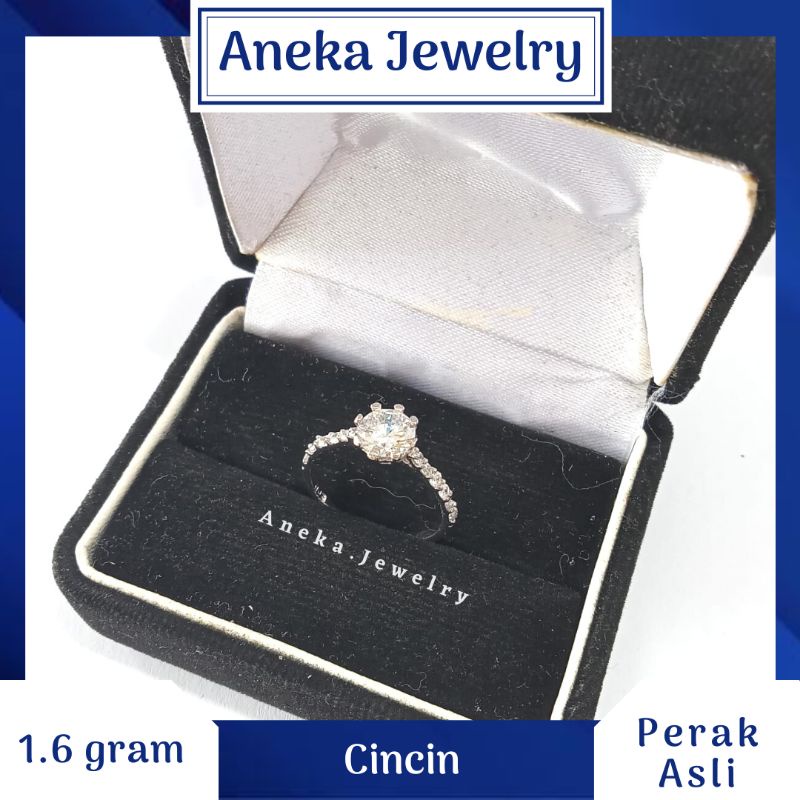 Cincin Diamond Mata Baris Variasi, Perak 925, Sepuh Emas Putih/kuning