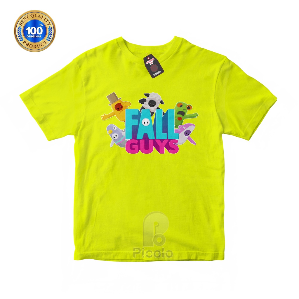 (FREE NAMA) BAJU KAOS ATASAN ANAK MOTIF GAME FALL GUYS UNISEX Bahan COTTUN