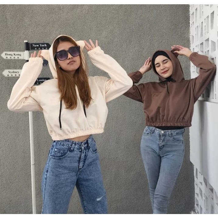 Sweater Wanita Grosir Berkualitas  -  Cute ear hodie croope